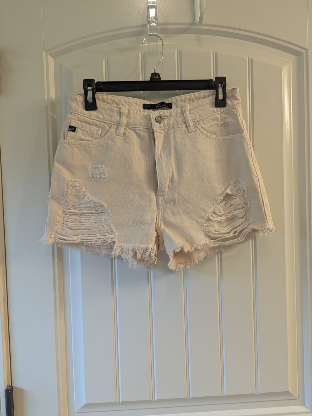 KanCan Light Pink Distressed Denim Shorts